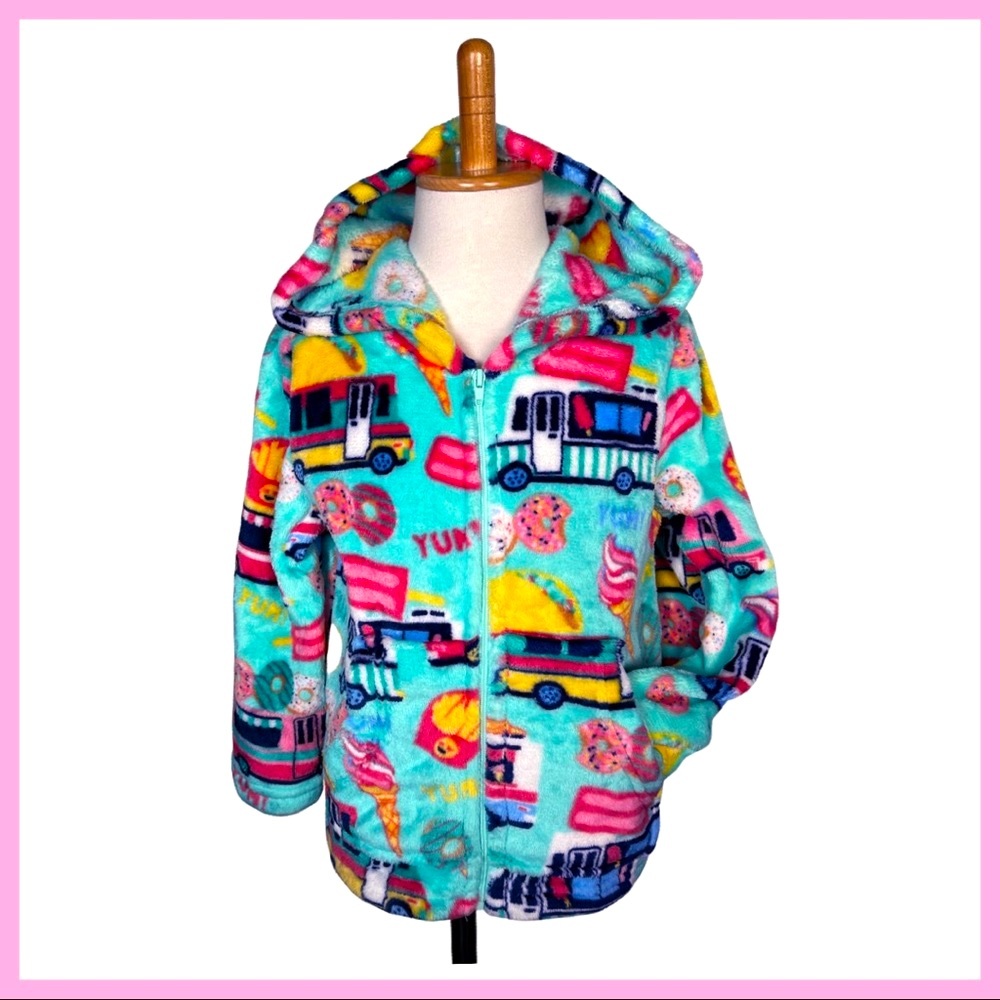 NWT Candy Pink Soft Fleece Zip Up Hoodie Food Trucks